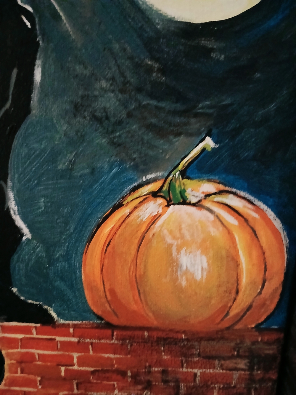 Black Cat Moon and Pumpkin Canvas Wall Art by Me - Picture 3 of 12
